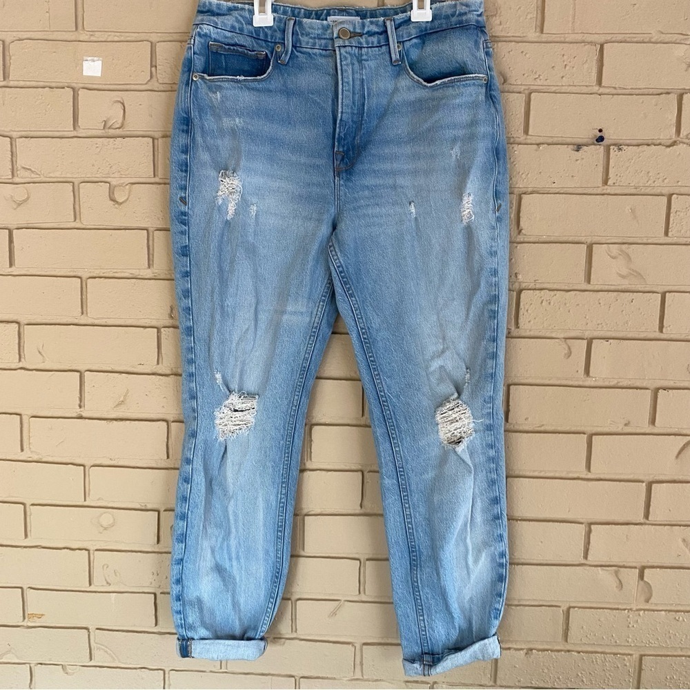 Good American High Waist The Weekender Jeans Girlfriend Blue Denim Size 8 / 29